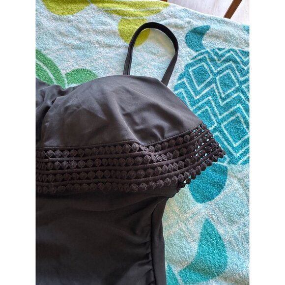 Kona Sol One-Piece Swimsuit Lace Trim Adjustable Straps Size Small - Picture 3 of 10